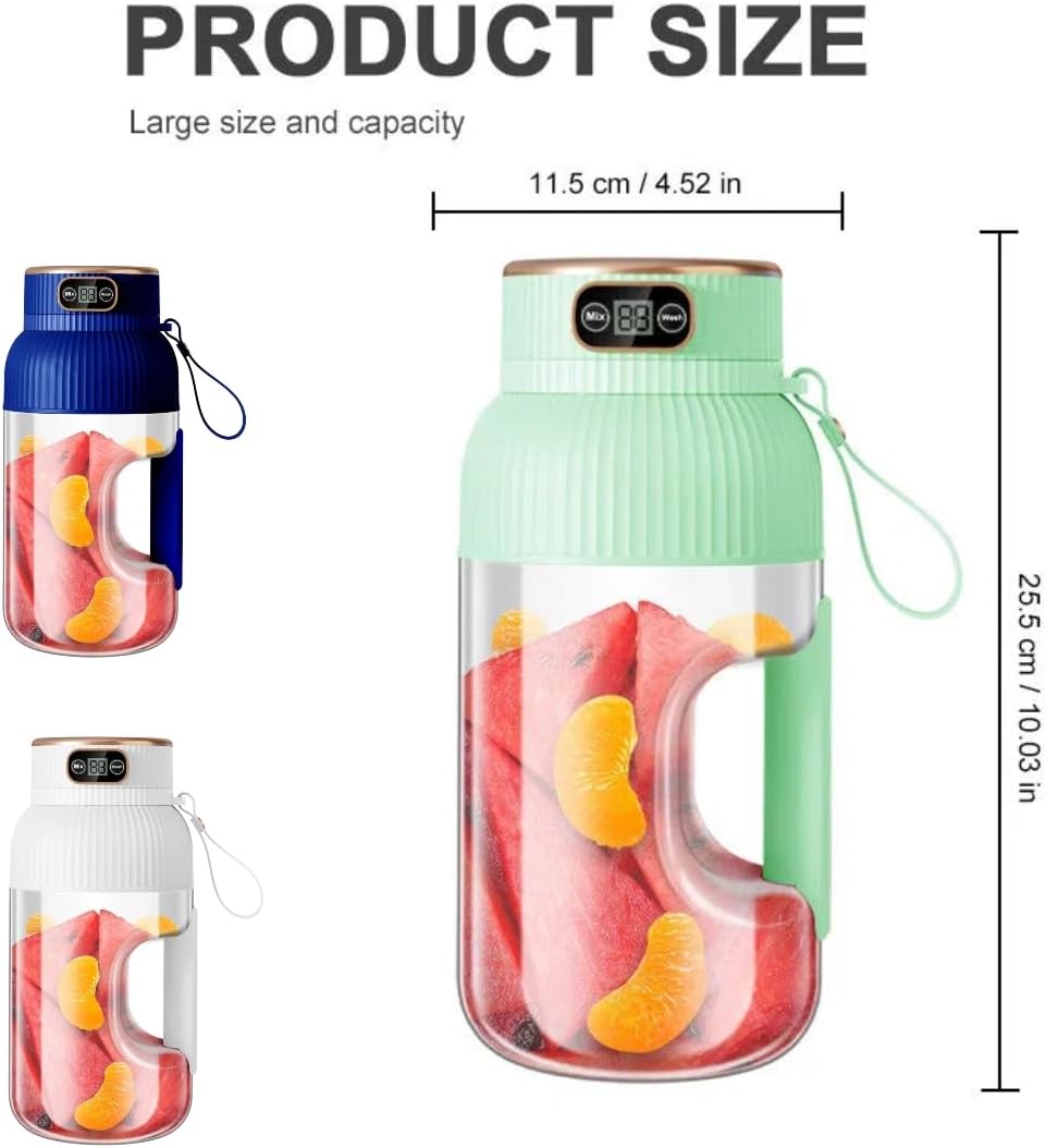 Personal Blender for Shakes and Smoothies, 40oz Large Capacity with Smart Display, USB Rechargeable, Leakproof, Portable with Sporty Strap for Travel, Gym, Office & Outdoor Use (white)