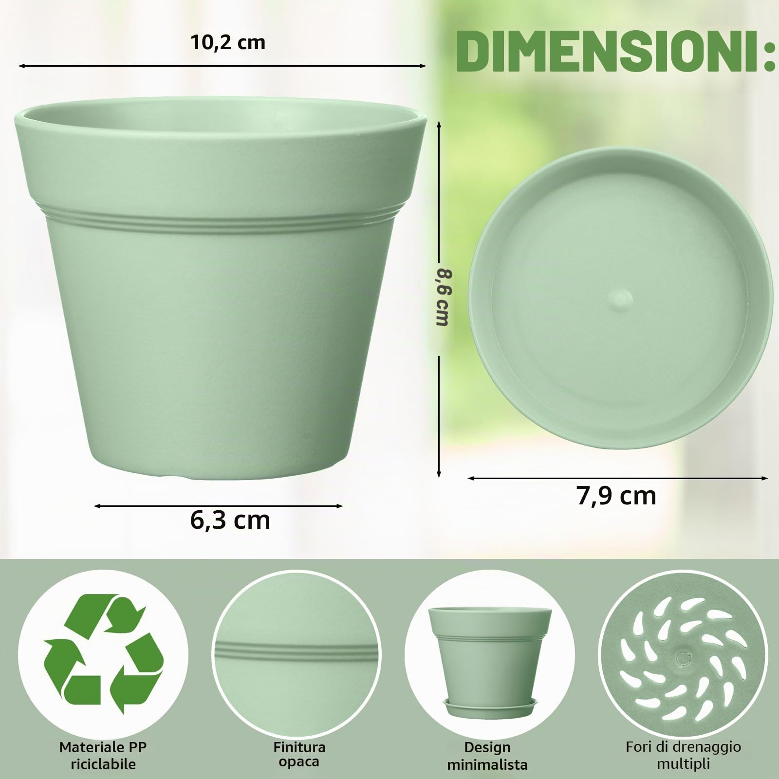 Mumufy 54 vasi per piante da 10,2 cm, in plastica, con foro di drenaggio e sottovaso, piccoli vasi per piante, fioriere per piante, fioriere, giardinaggio, contenitori per piante grasse, cactus, erbe