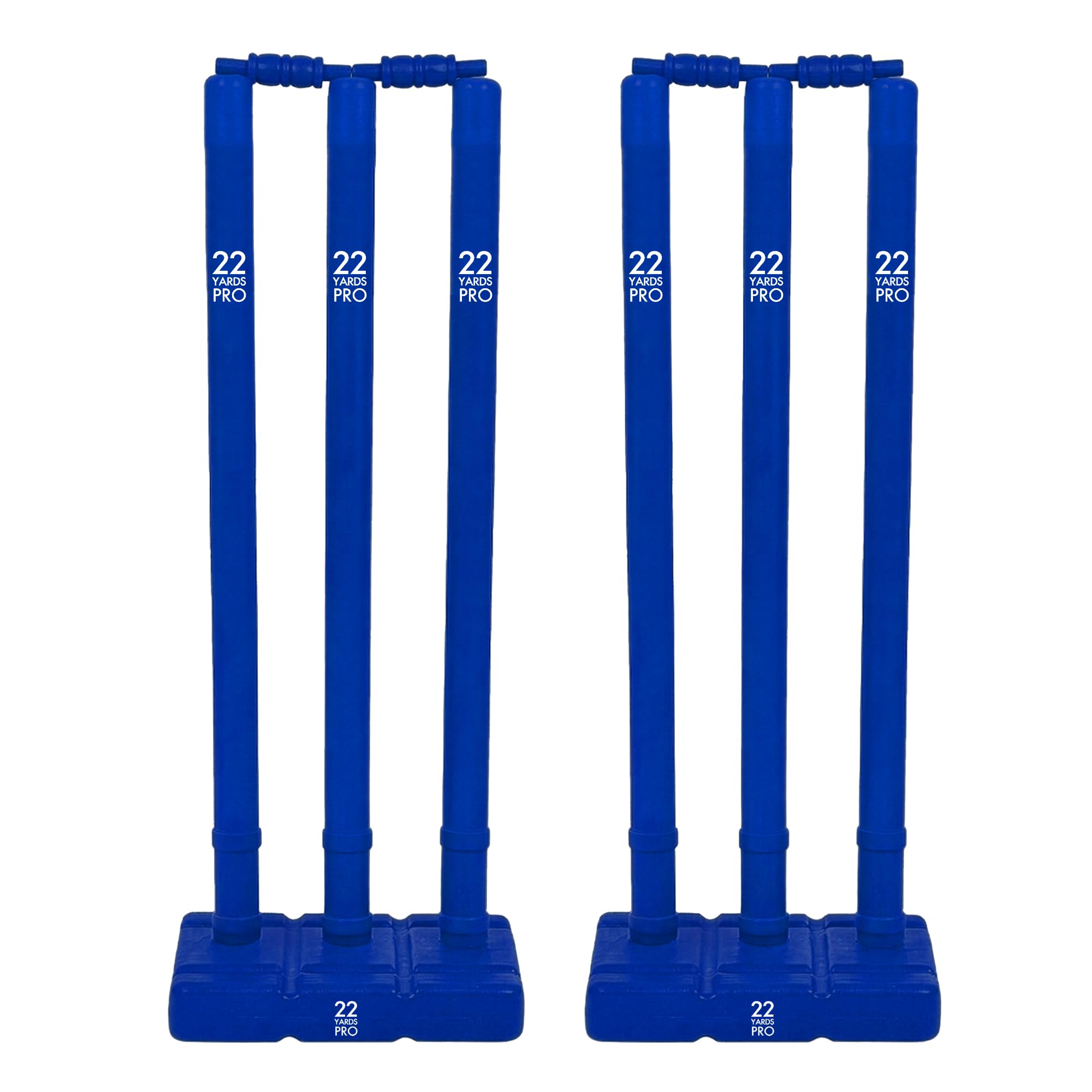 22YardsPro Cricket Stumps with Base – Durable Plastic Cricket Wickets Set with Bails, High Visibility Training Stumps for Practice, Nets & Matches