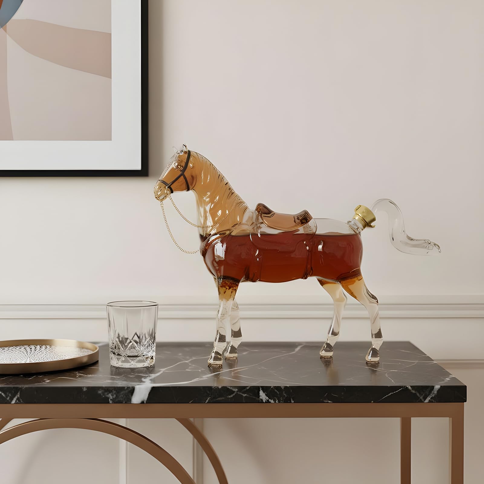 Bottiglia di vino - Vaso di creativo a forma di cavallo, contenitore trasparente per bevande, elegante caraffa per succo, decorazione da bar, vetrina per sala da pranzo | Elemento espositore per
