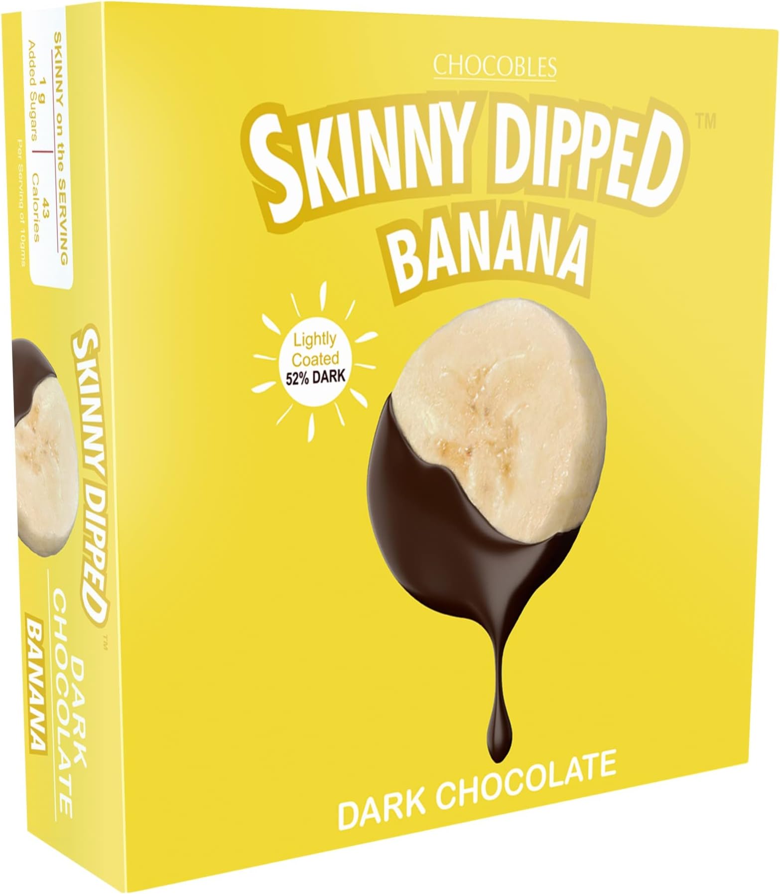 Chocobles Skinny Dipped Banana Dark Chocolate, Just 42 Calories per Serving, Low Calorie, Healthy Snack, (Pure 52% Dark) Banana Chocolate Coated (100gms)