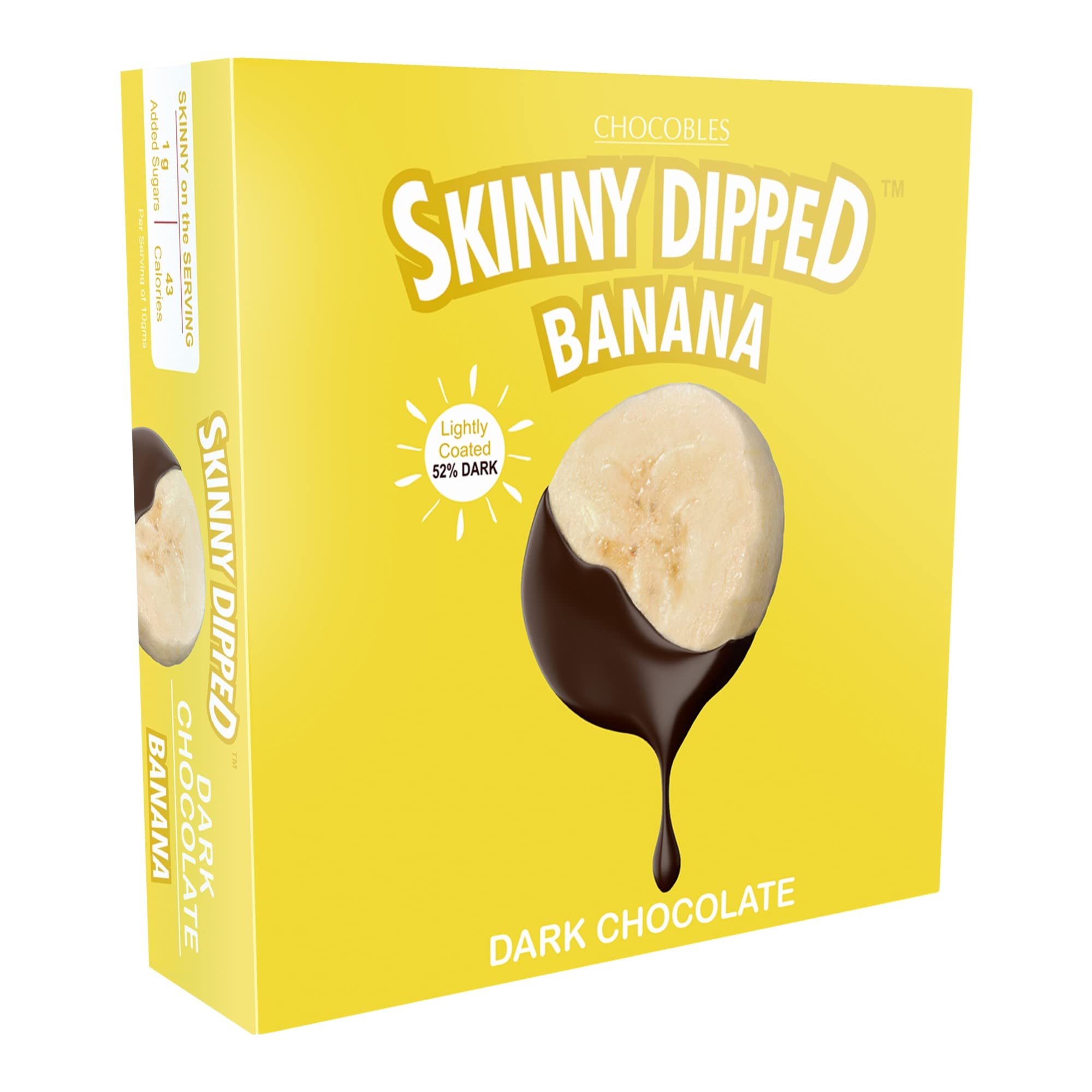 Chocobles Skinny Dipped Banana Dark Chocolate, Just 42 Calories per Serving, Low Calorie, Healthy Snack, (Pure 52% Dark) Banana Chocolate Coated (100gms)