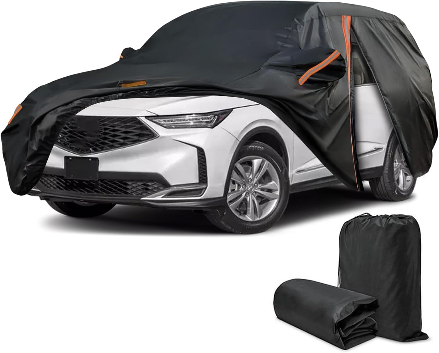 Car Cover for Acura MDX 2001-2025, Full SUV Car Cover Waterproof All Weather for Automobiles, Outdoor Sun Rain UV Snow Dust Protection, Custom Fit with Driver Door Zipper and Reflective Strips