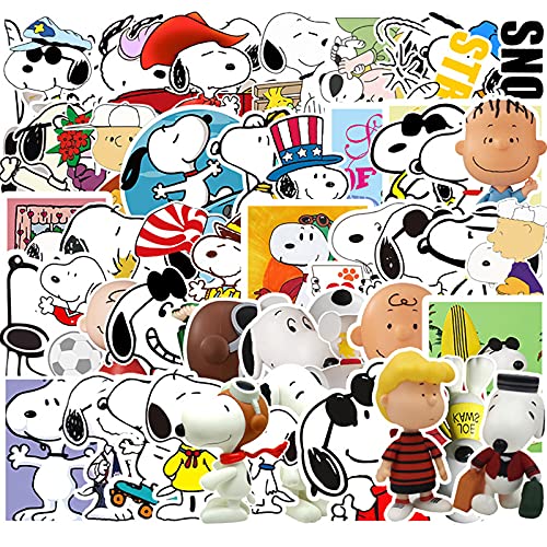 LUYAO 50 pcs Cute Peanuts Snoopy Stickers for Water Bottle and Laptop, Waterproof Durable Trendy Vinyl Hydro Flask Decal for Teen Girl, Compute, Phone, Skateboard, Guitar