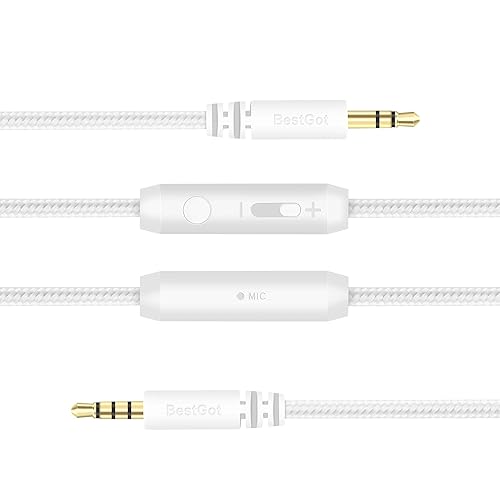 Miniatura 10 de Cable de audio con micrófono de 0.138 in para auriculares con micrófono de volumen en línea (4.3 pies4.3 ft) para controlador PS4, auriculares,
