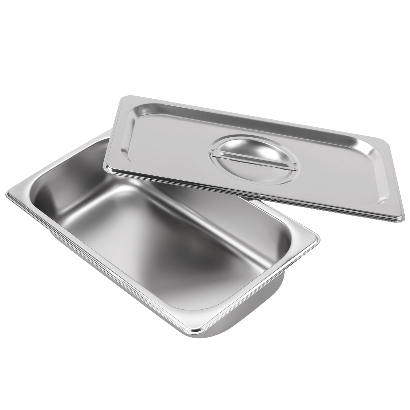 ZOENHOU Juego de 4 piezas de acero inoxidable con tapa, recipiente GN 1/3, 32,5 x 17,5 x 6,5 cm, cuencos de metal para marinar carne, organización de cocina, almacenamiento de alimentos, apto para