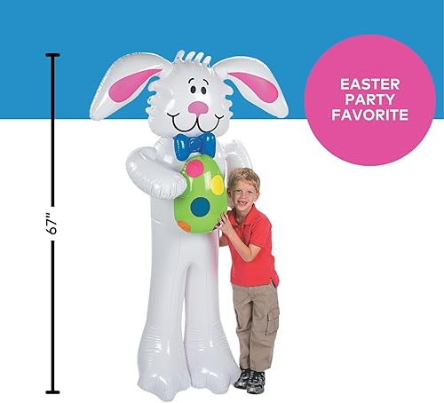 Miniatura 2 de Conejo de pascua inflable grande (5 1/2 pies de altura), huevo de pascua, decoraciones y suministros para fiestas