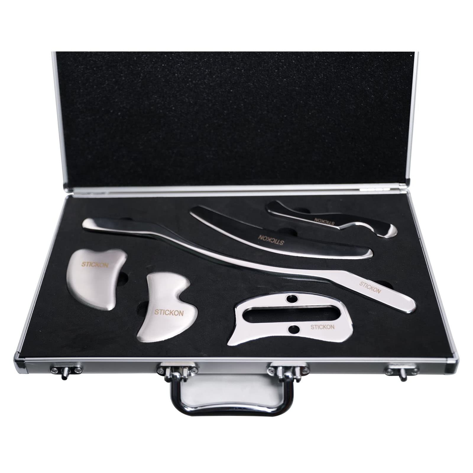JustSun Gua Sha Set, Strumento di Massaggio in Acciaio Inossidabile IASTM Tools, per La Mobilizzazione Dei Tessuti Molli e La Riduzione del Dolore Muscolare (Set L)