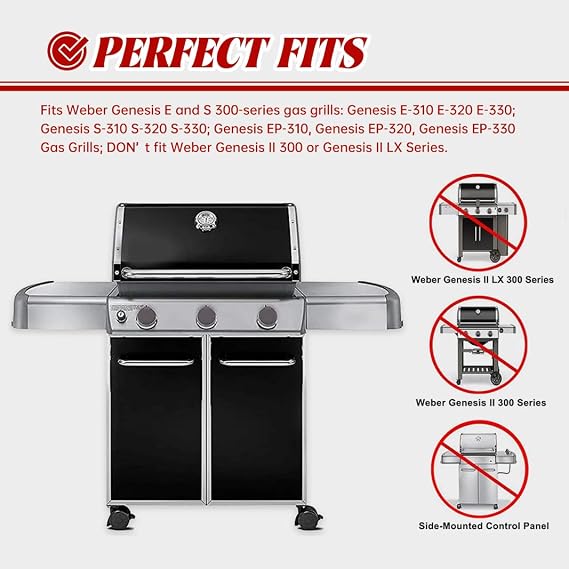 7620 7622 62752 Grill Replacement Parts for Weber Genesis 300(Front-Knob)