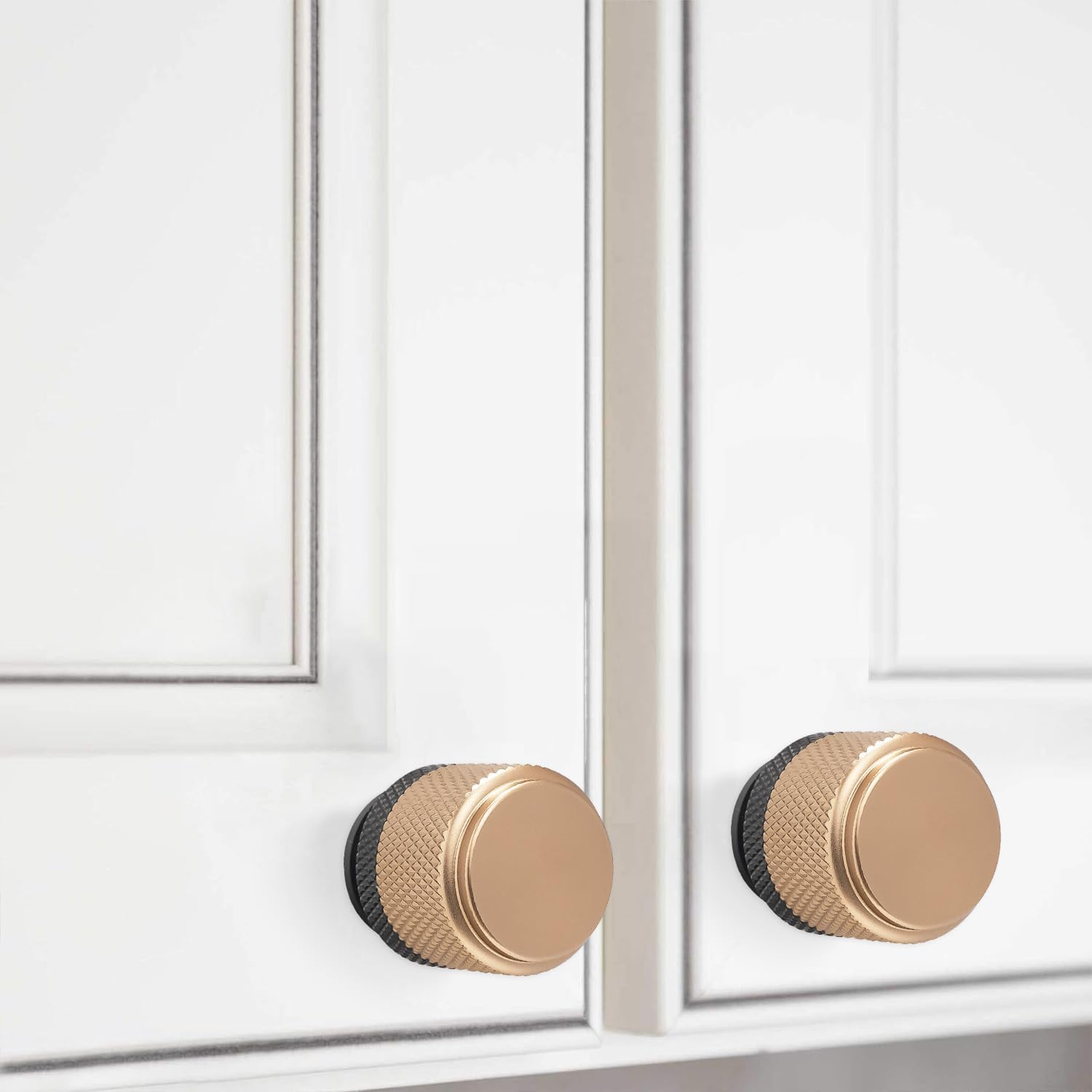 10 Pack Black and Champagne Copper Kitchen Cabinet Knobs Knurled Cabinet Knobs Drawer Knobs Kitchen Cabinet Hardware Dresser Knobs