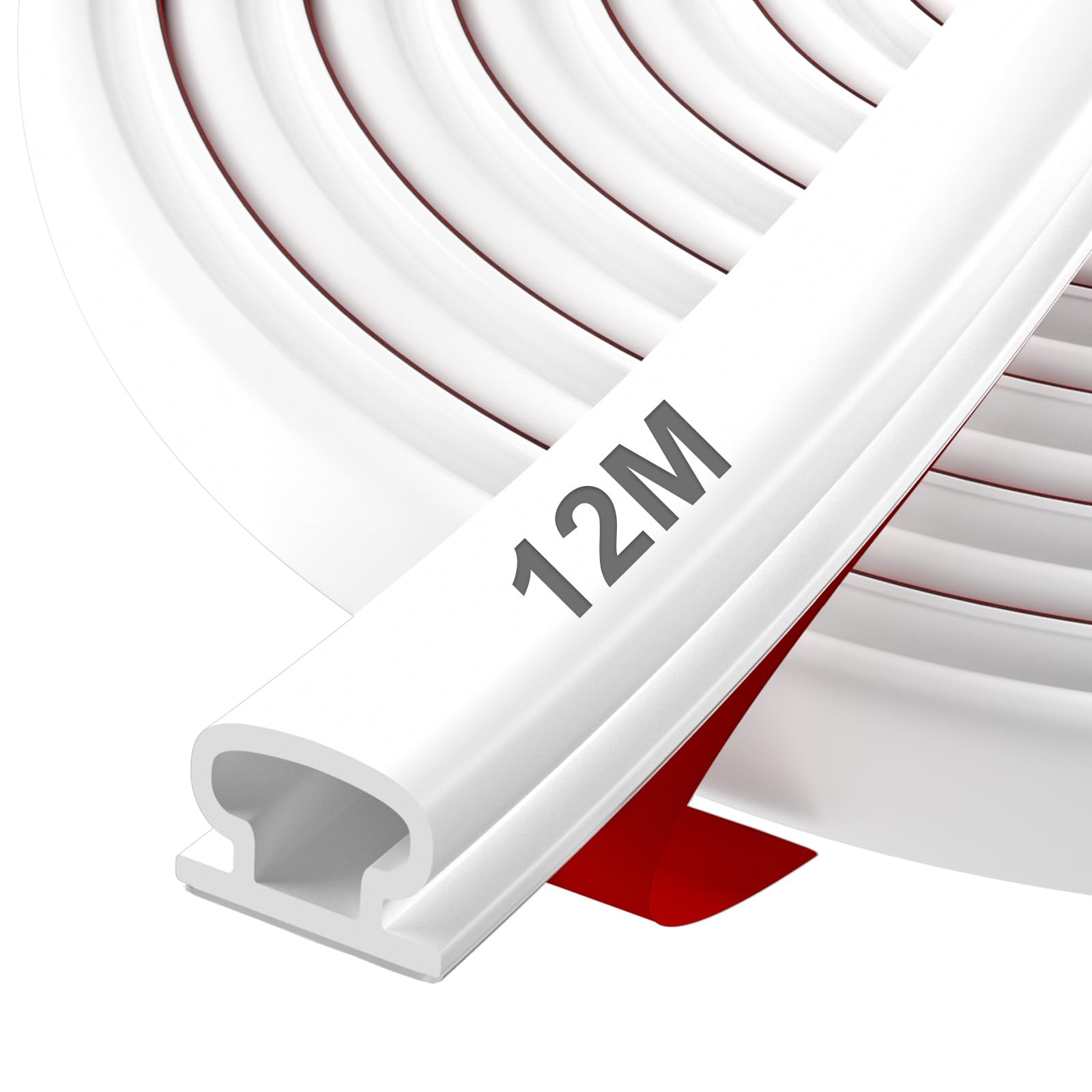 Hzetuu Door Seal, D-Profile Door Seal, Self-Adhesive, Flexible, Waterproof, Soundproofing, TPE Front Door, Rubber Seal, Self-Adhesive Door Seal, Door Frame, Window Seal, Self-Adhesive (12 m, White)