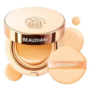 BEAUDIANI Natural Coverage Mesh Tight Up Cushion Korean Cushion Foundation, Semi-Matte Radiance, Long-lasting, Travel-Friendly Design 01 Light Beige