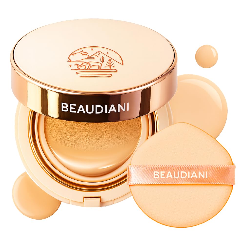 BEAUDIANI Natural Coverage – Mesh Tight Up Cushion – Korean Cushion Foundation, Semi-Matte Radiance, Long-lasting, Travel-Friendly Design (01 Light Beige)