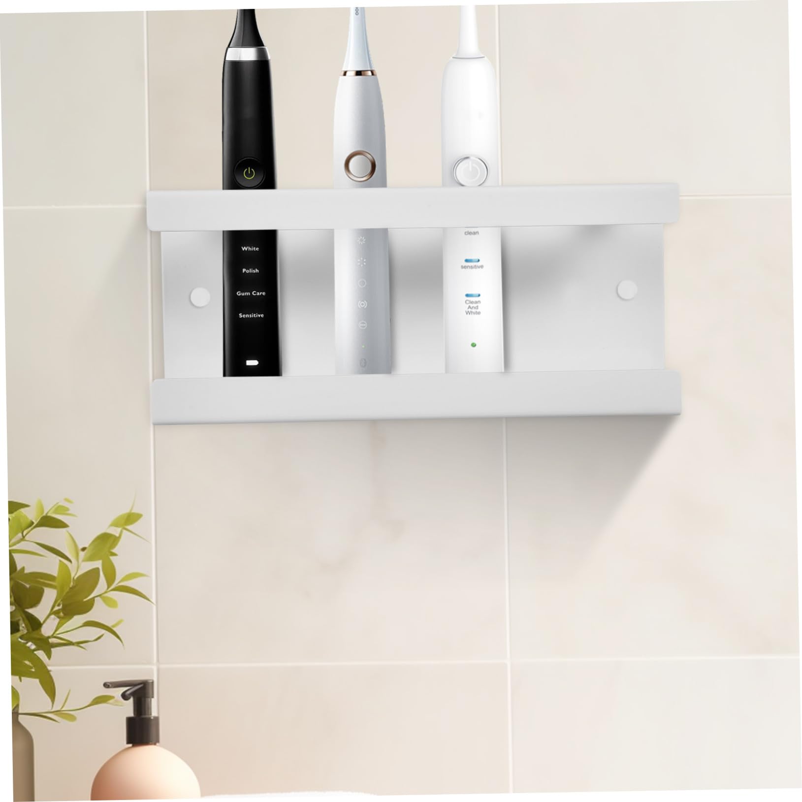 SOLUSTRE Portacepillos de Dientes Eléctrico para Baño Soporte de Pared Ranuras para Cepillos Eléctricos y Pasta de Dientes Organizador de Baño para Hotel o Casa