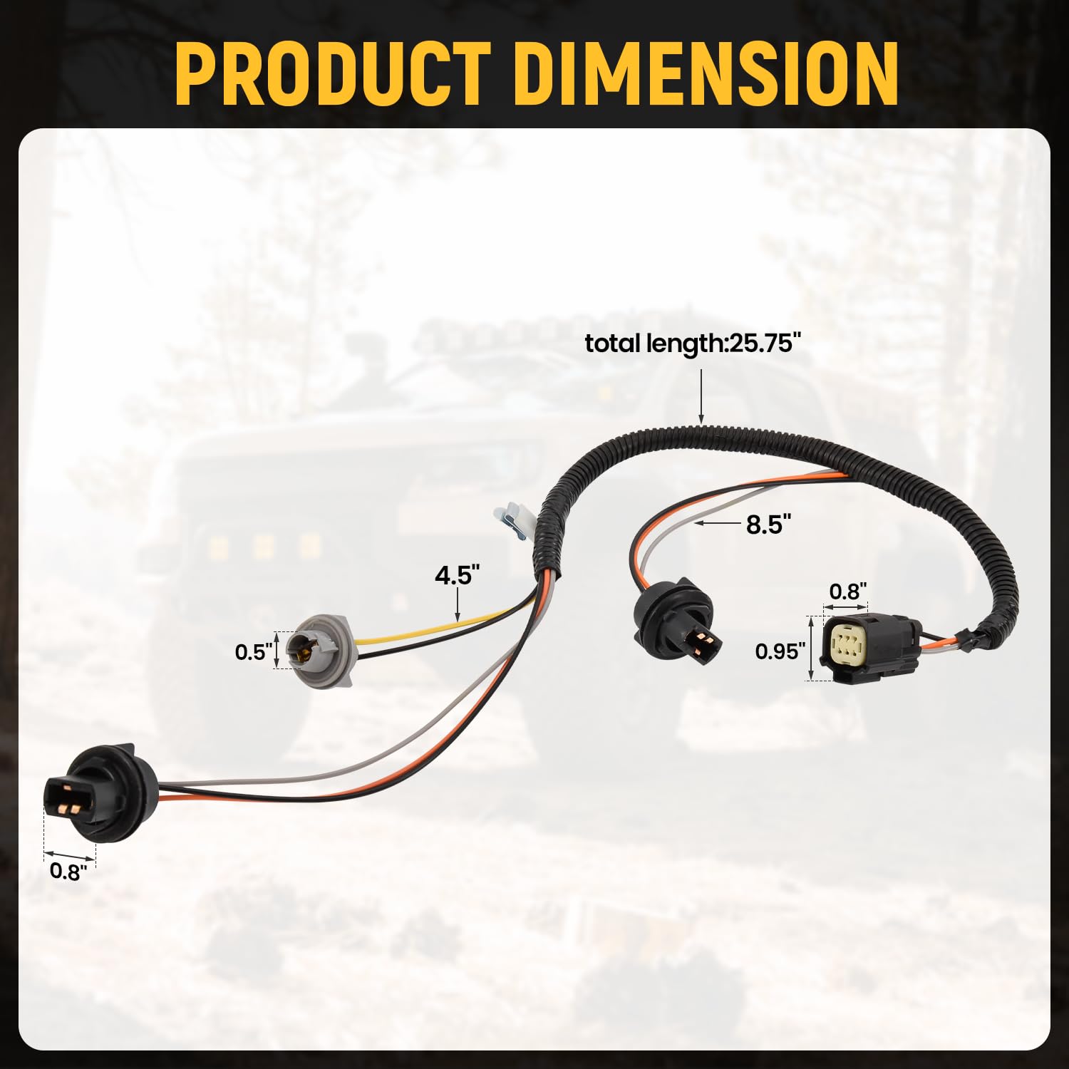 23126521 Tail Lamp Wiring Harness Fits for Chevy Colorado 2015-2022, for GMC Canyon 2015-2022, Tail Light Wiring Harness Rear-Socket & Wire Right, Replace# 23126521