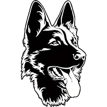 2 pcs Cute Black German Shepherd Dog Head Funny Car Bumper Sticker,6 Inch Vinyl Decal, Waterproof,Die-Cut for Cars,Windows,Laptops HBDMG-01