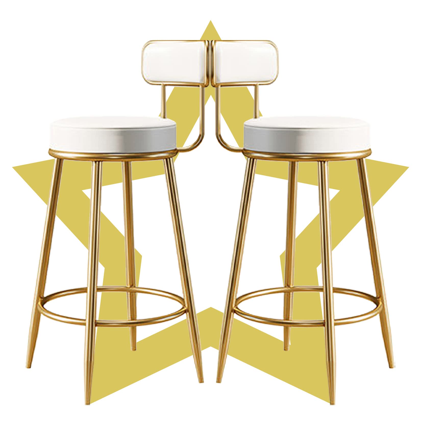 Tabourets de bar hauts lot de 2 chaises de bar en cuir PU blanc avec dossier
