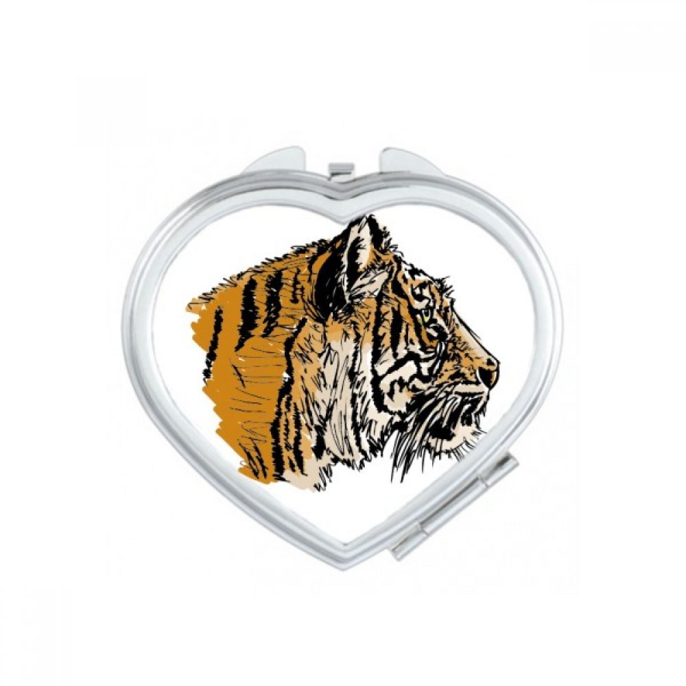 Miroir de poche maquillage compact Tigre Roi Coeur accessoire main multicolore