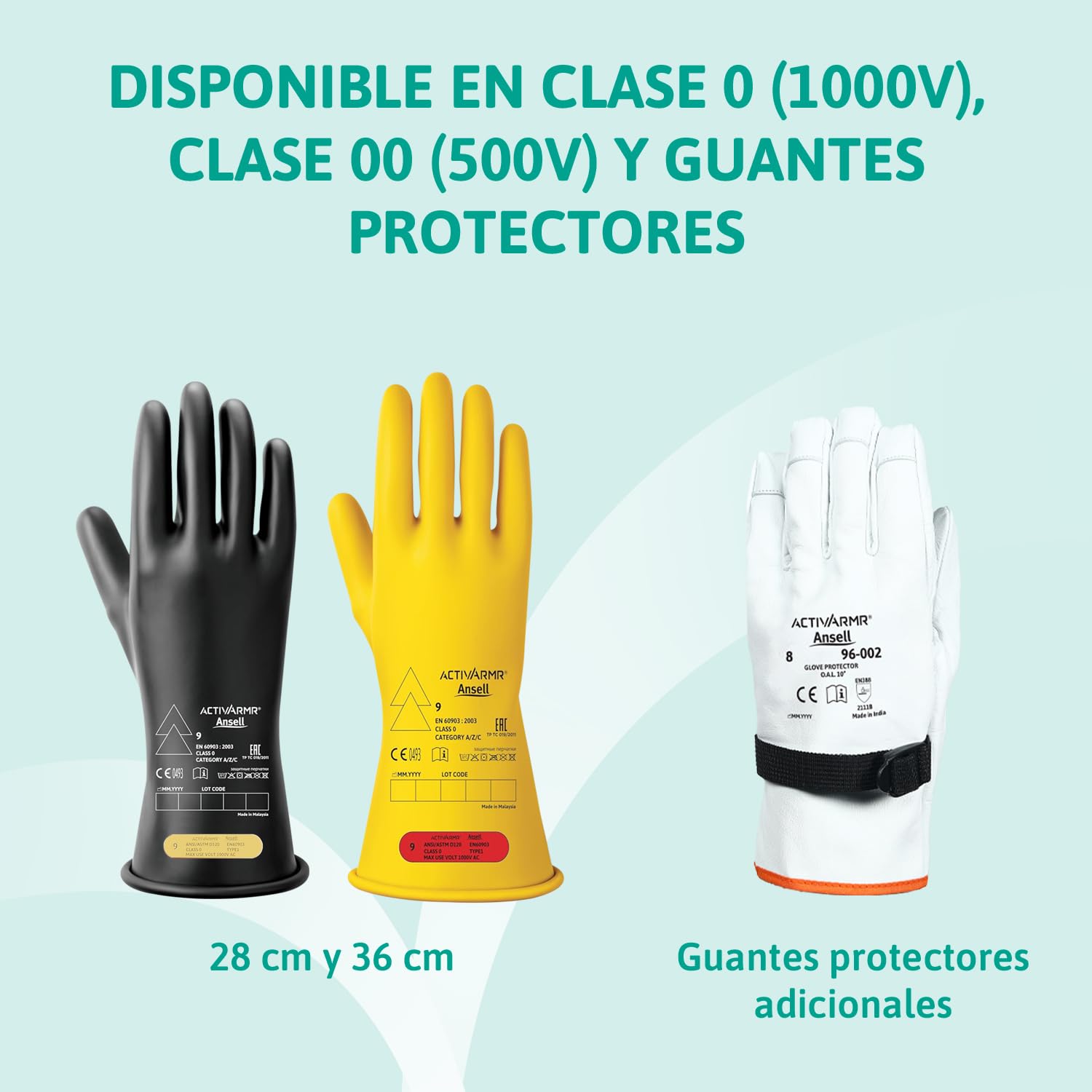 Ansell ActivArmr Guantes Aislantes Dieléctricos, Protección Eléctrica Class 0, Tensión 1000V, Trabajos con Electricidad, Látex de Caucho Natural, 36 cm, Amarillo, Talla XL, 1 Par
