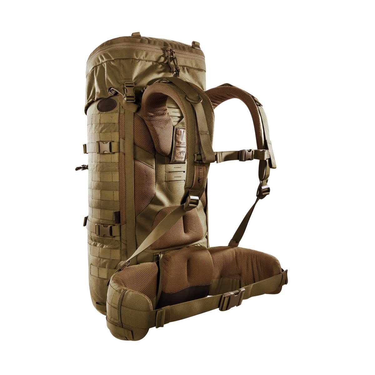 Tasmanian Tiger TT Base Pack 52 Modular Expandable Backpack 52 L to 65 L Volume Trekking Backpack with Molle System and Removable Waist Belt Coyote Brown