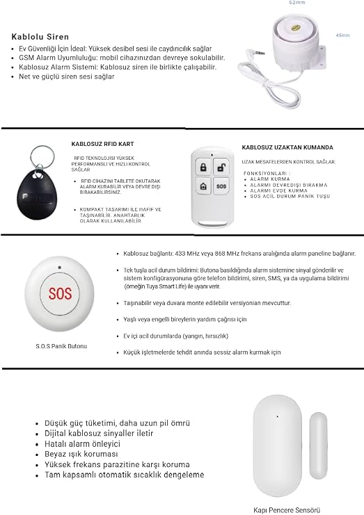 Akıllı Güvenlik Alarm Sistemleri Güneş Enerjili Dış Siren ve Pet Uyumlu (Güneş Enerjili Dış Siren ve Pet Uyumlu - Standart Plus)