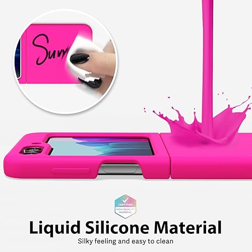 Miniatura 4 de oakxco Funda protectora mate para Samsung Galaxy Z Flip 5 de silicona líquida, color sólido brillante fluorescente, bonita funda protectora delgada