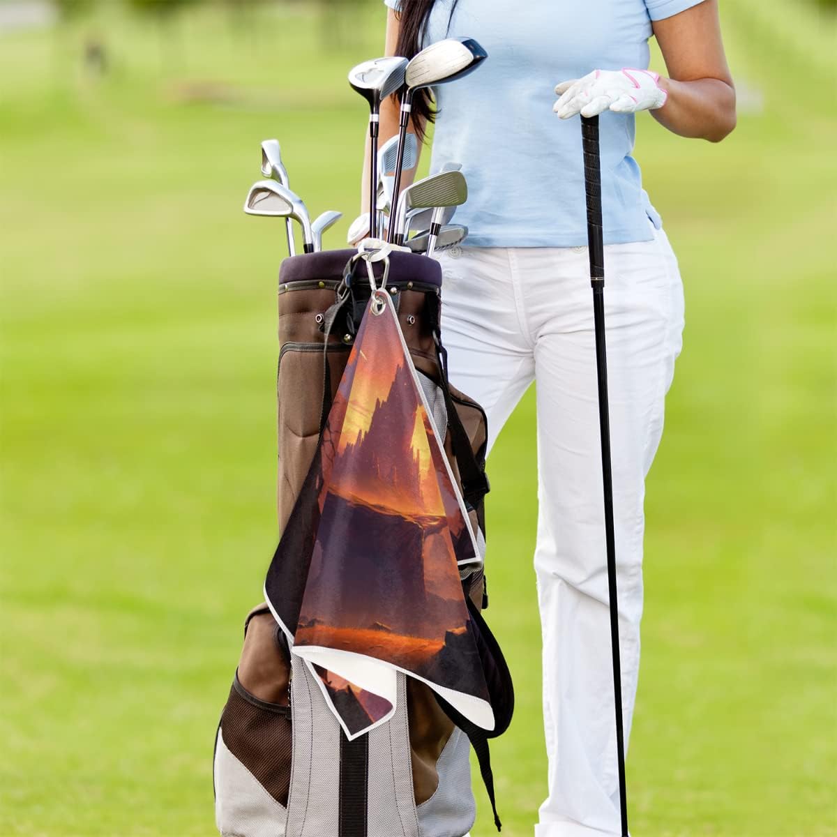 Funny Valley Golf Towel Microfiber Club Cleaner with Carabiner Clip Water Absorption Quick Dry Golf Towels for Women Men Golf Accessories 15 X 24 Inch