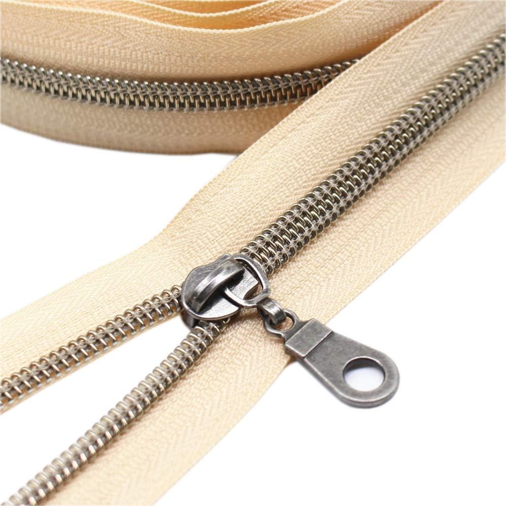 YaHoGa 5 Gunmetal Metallic Nylon Coil Zippers by The Yard
