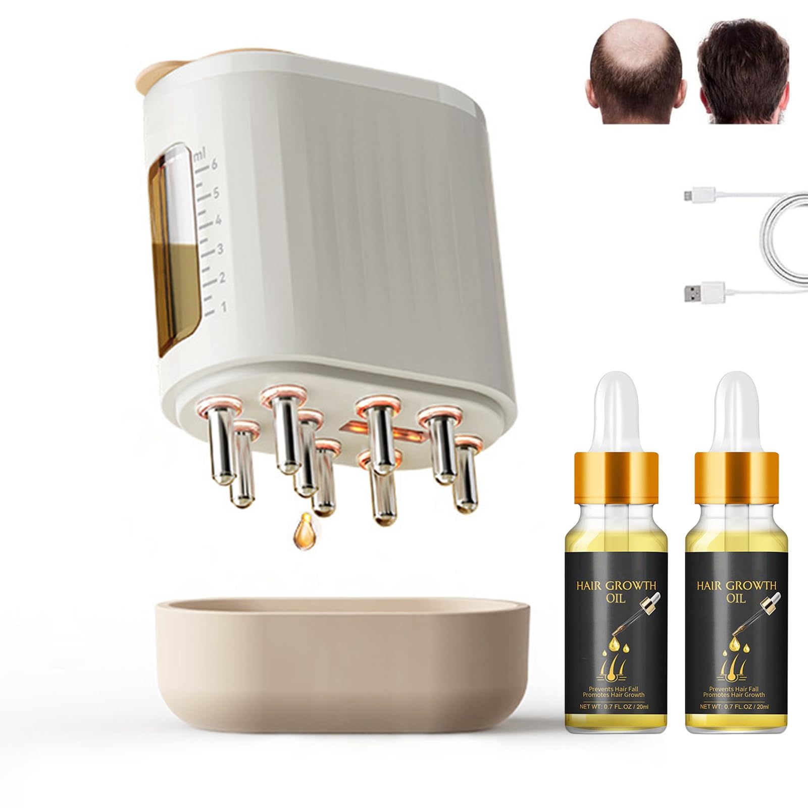 Opuscalp Viva Advanced Scalp Care Massager, Portable 2 in 1 Electric Scalp Massager Brush with Hair Growth Oil, Head Massager with 6ml Tank, for Hair Growth and Stress Relax