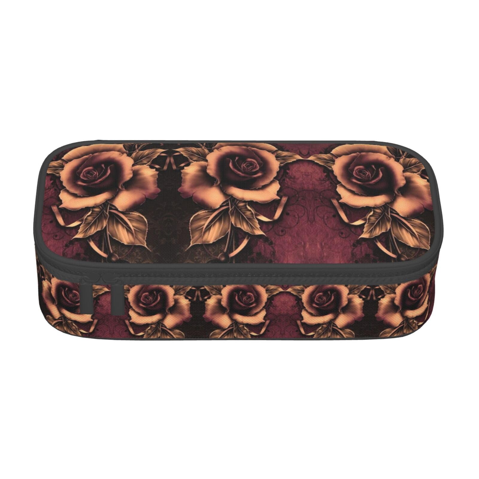 FADUNI Gothic Rose Large Pencil Case for Girls and Boys, Aesthetic Pencil Bag with Multi Compartments for Adults, Office Stationary Organizer Practical for Kids Teenage Women Men