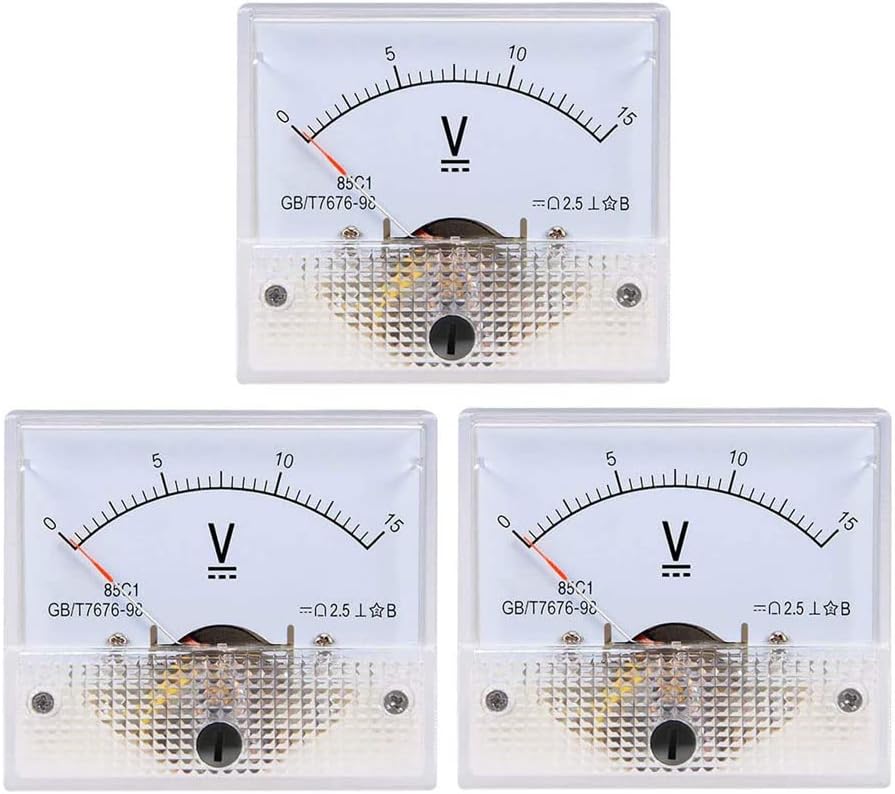 0-15V Analog Voltmeter Panel 85C1-V Gauge Meter 2.5 Accuracy for Auto Circuit Measurement Tester (DC 15V-3Pcs)