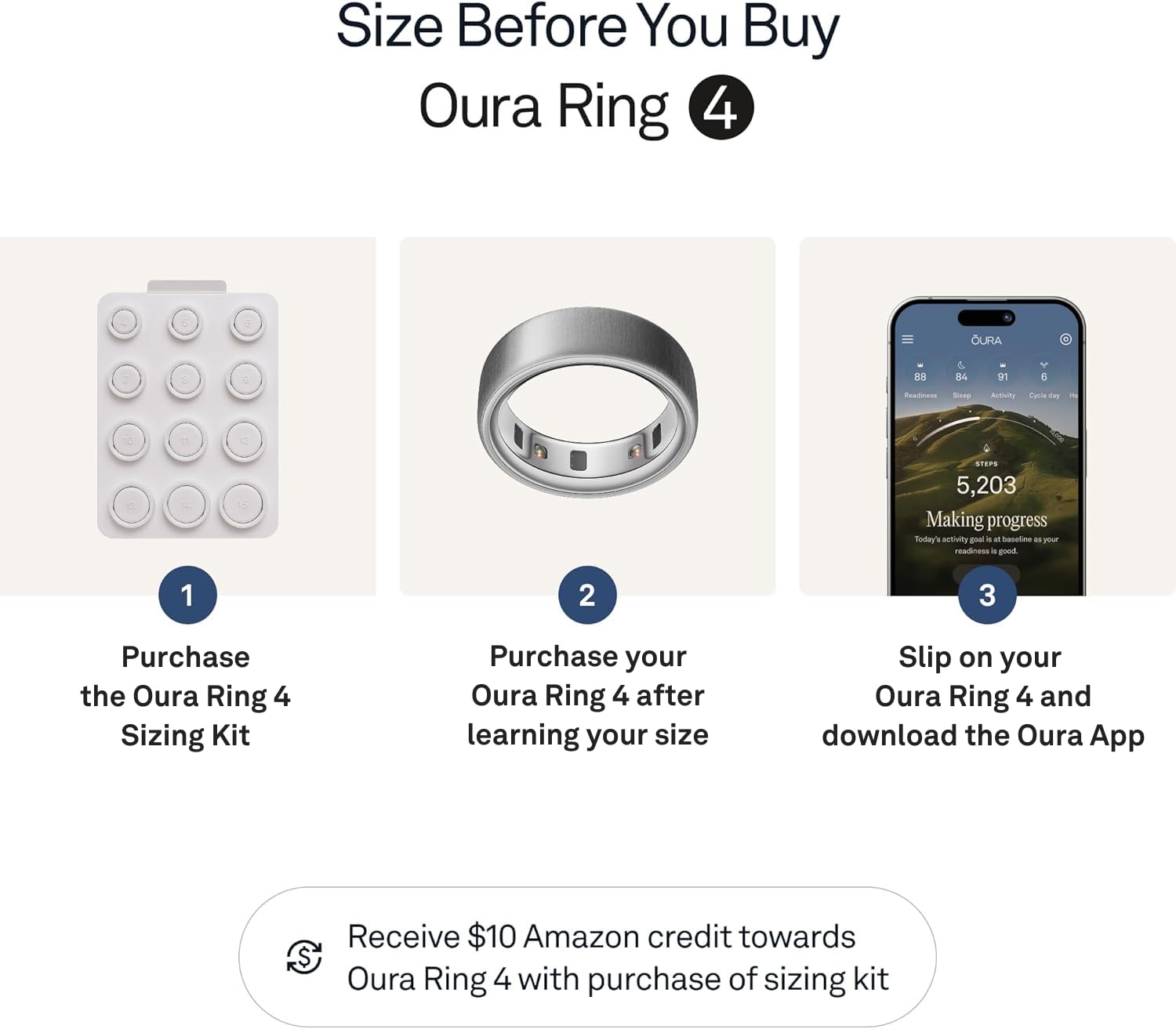 Oura Ring 4 - Gebürstetes Silber - Size 7 - Smart Ring | Measure First with Oura Ring 4 Sizing Kit | Sleep Tracking Wearable - Heart Rate - Fitness Tracker - Up to 8 Days Battery Life - 3