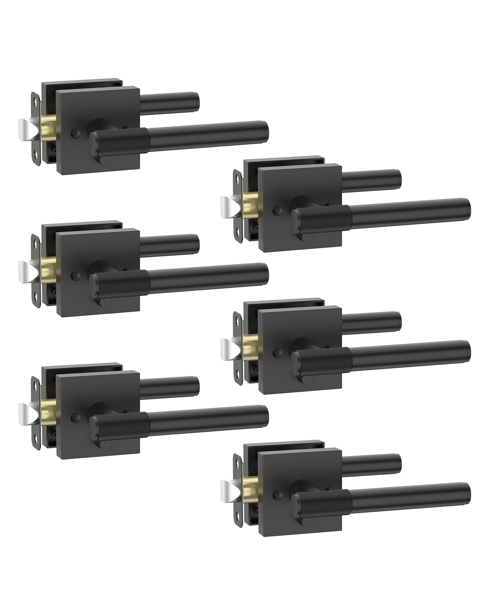 Photo 1 of Asidrama 6 Pack Privacy Matte Black Door Handles, Door Lever with Door Knobs Indoor for Bedroom or Bathroom, Matte Black Door Handles Interior with Locks for Left Right Sided Doors
