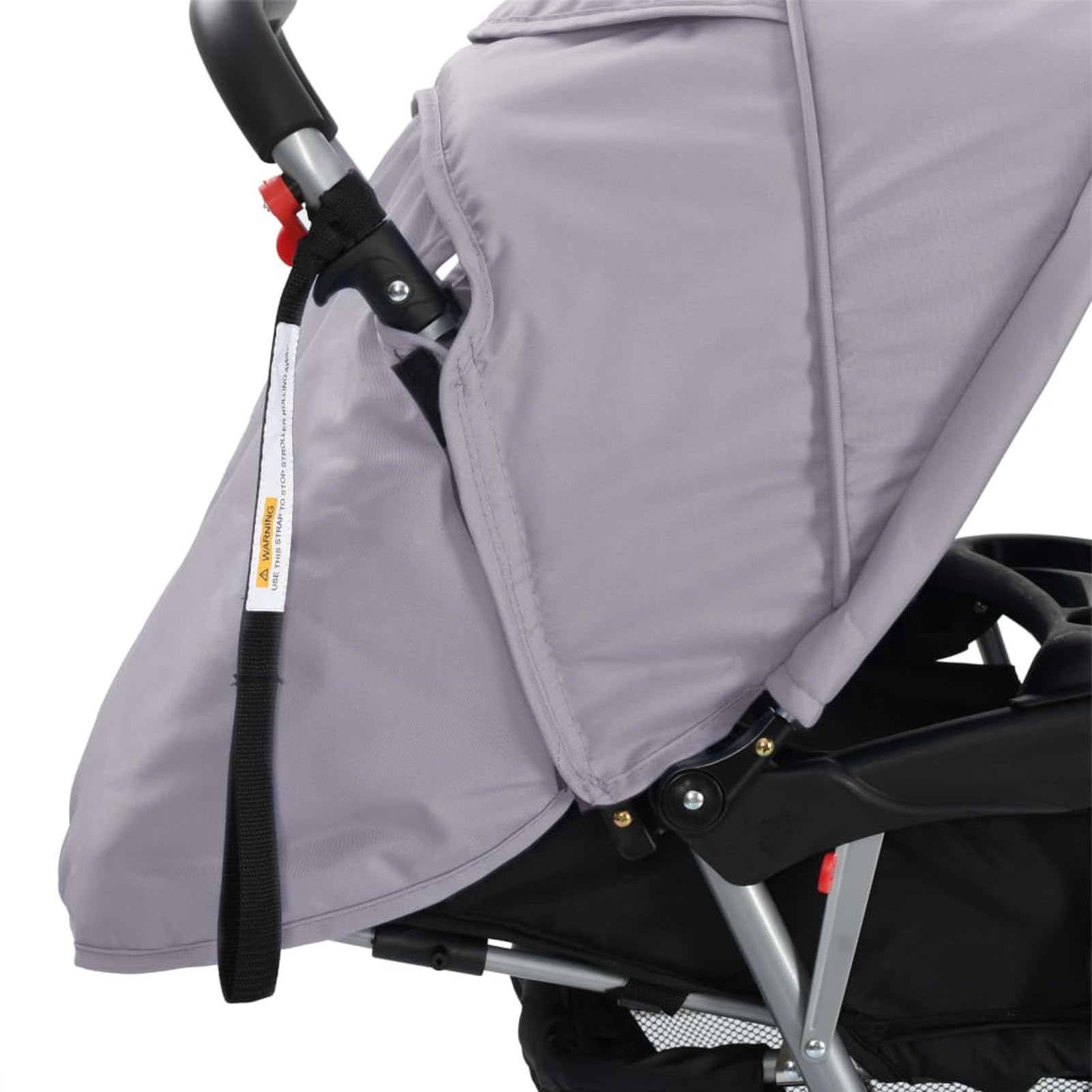 Homgoday Cochecito gemelar de tándem en Aiaio gris y negro, muebles para casa, interior, exterior, sala de estar, dormitorio