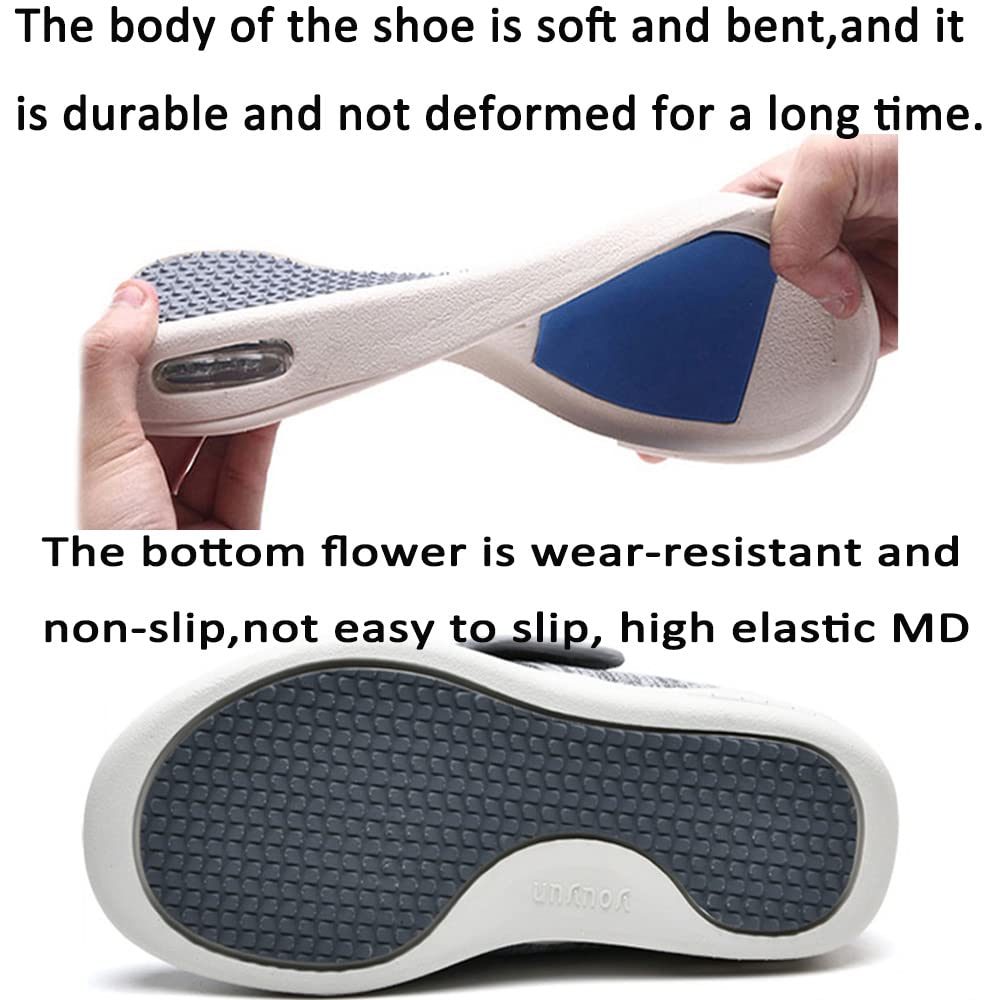Donna Ortopedica Scarpe Diabetiche Edema Scarpe Swollen Piede Antiscivolo Traspirante Scarpa Ortopedica per i Pazienti Diabetici Scarpe da Passeggio Ortopediche,Nero,39EU