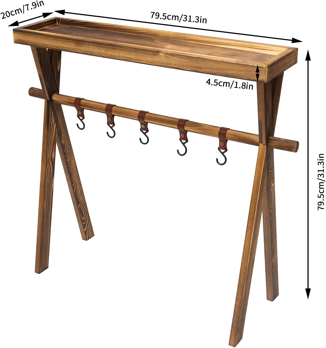 Wooden Portable Picnic Rack, Lightweight Portable Beechwood Outdoor Shelf/Rack for Storage,Outdoor Kitchen, RV for Picnic, BBQ, Home Storage