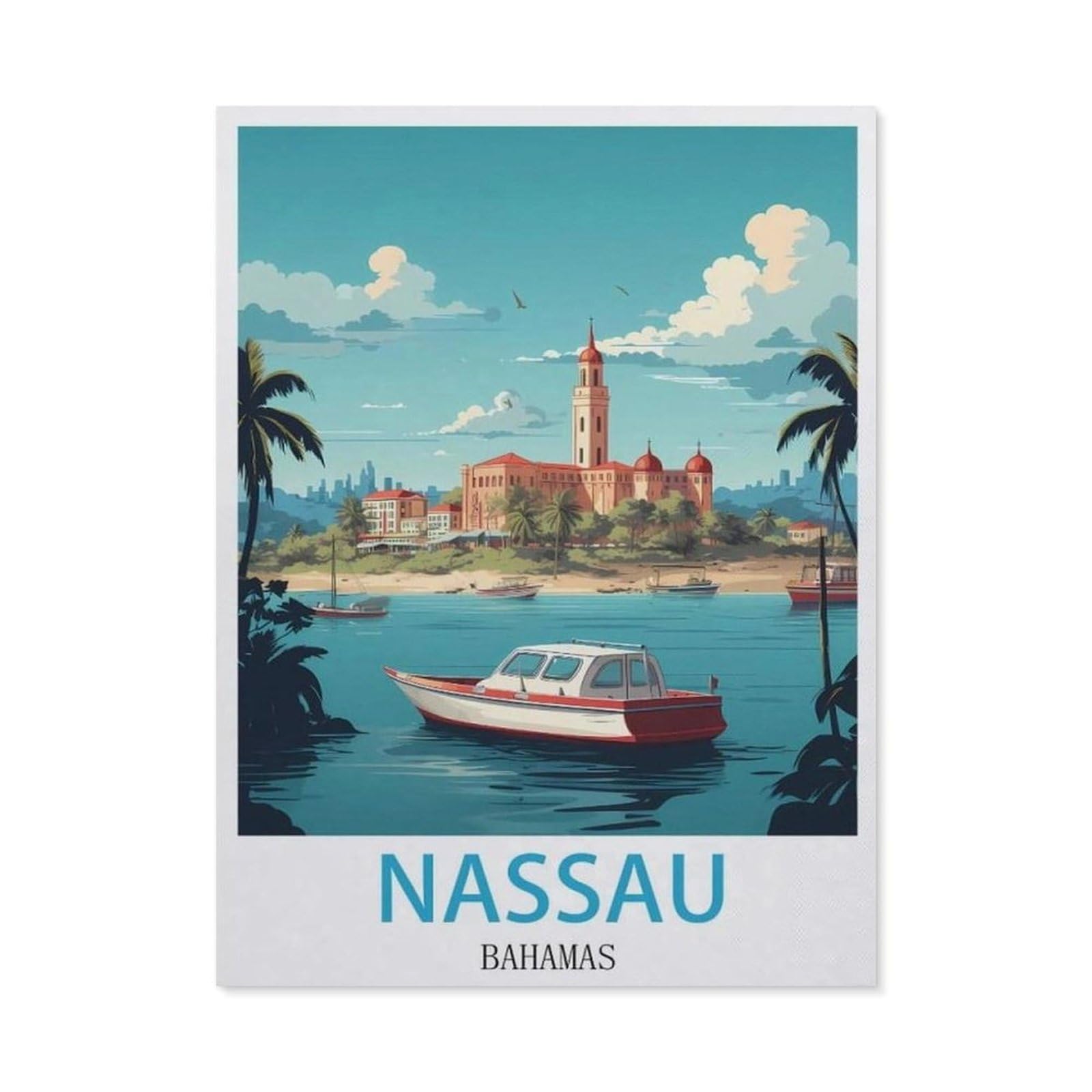 Vintage Metal Tin Sign，Nassau Bahamas(30x40cm）
