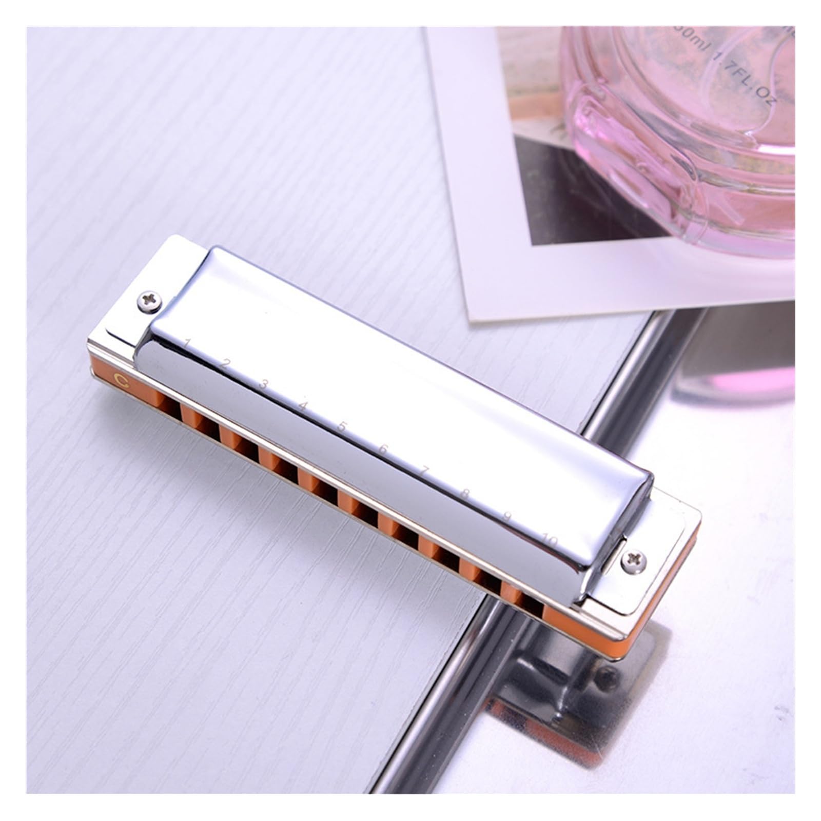 Mundharmonika 10-Loch-Blues-Mundharmonika C-Tasteninstrument(Silver)