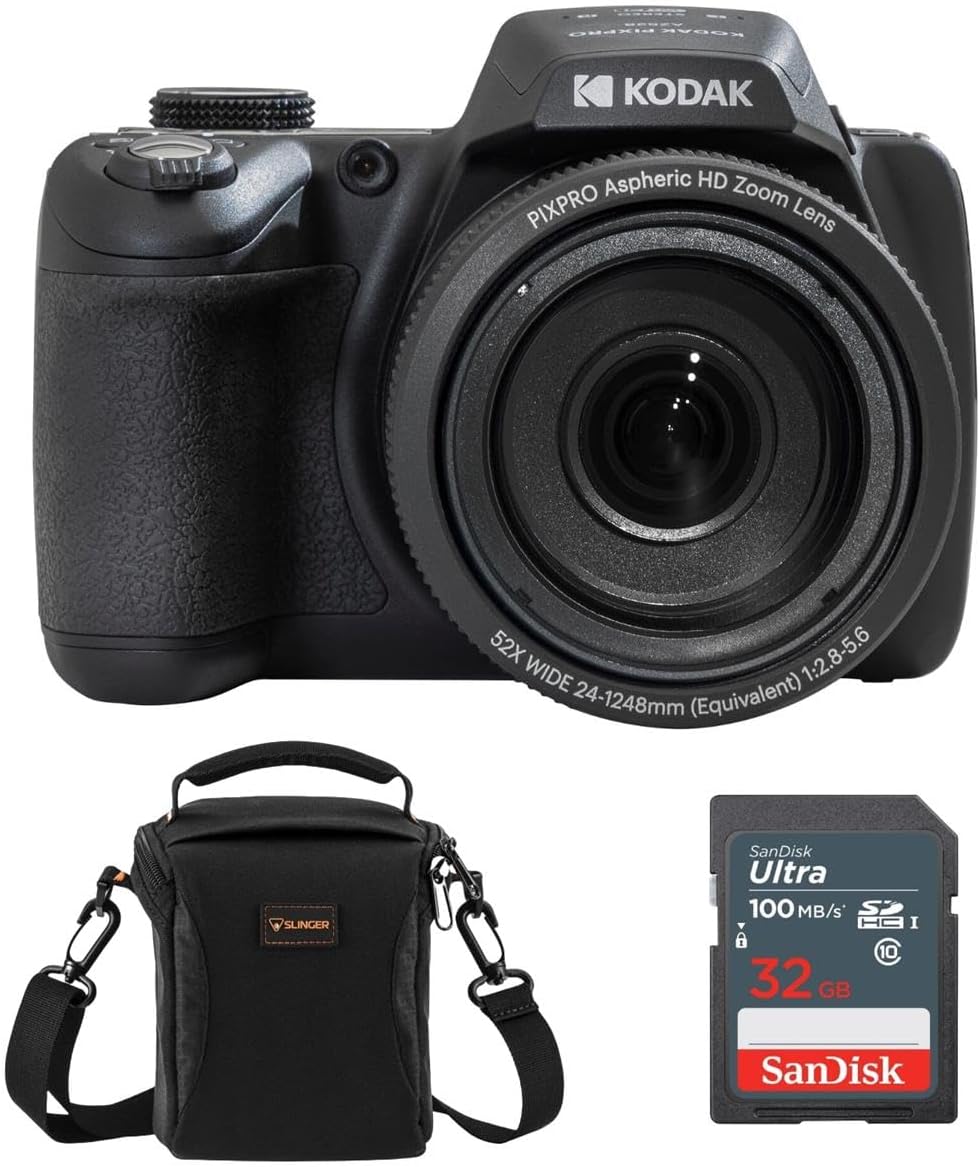 - PIXPRO AZ528 Astro Zoom 16MP Full HD Digital Camera, Black, Bundle with 32GB Memory Card and Camera Bag