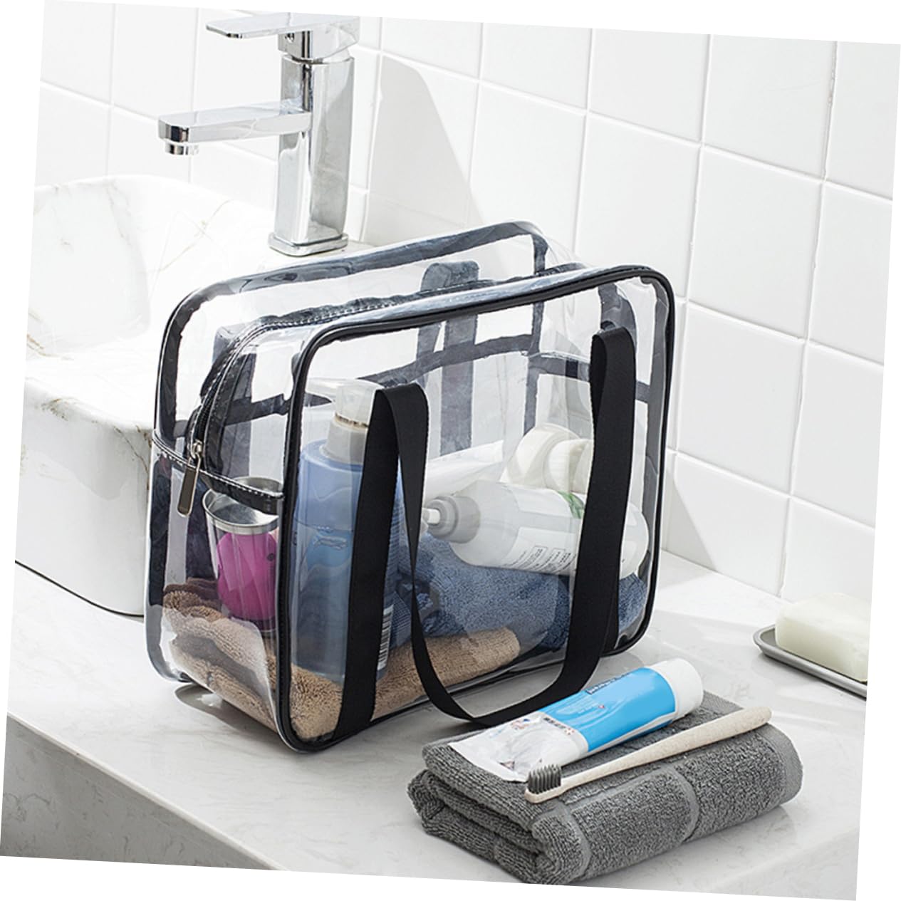 Borsa Viaggio Trasparente Borsa Per Trucco Portatile Trasparente Organizer Per Articoli Da Toeletta