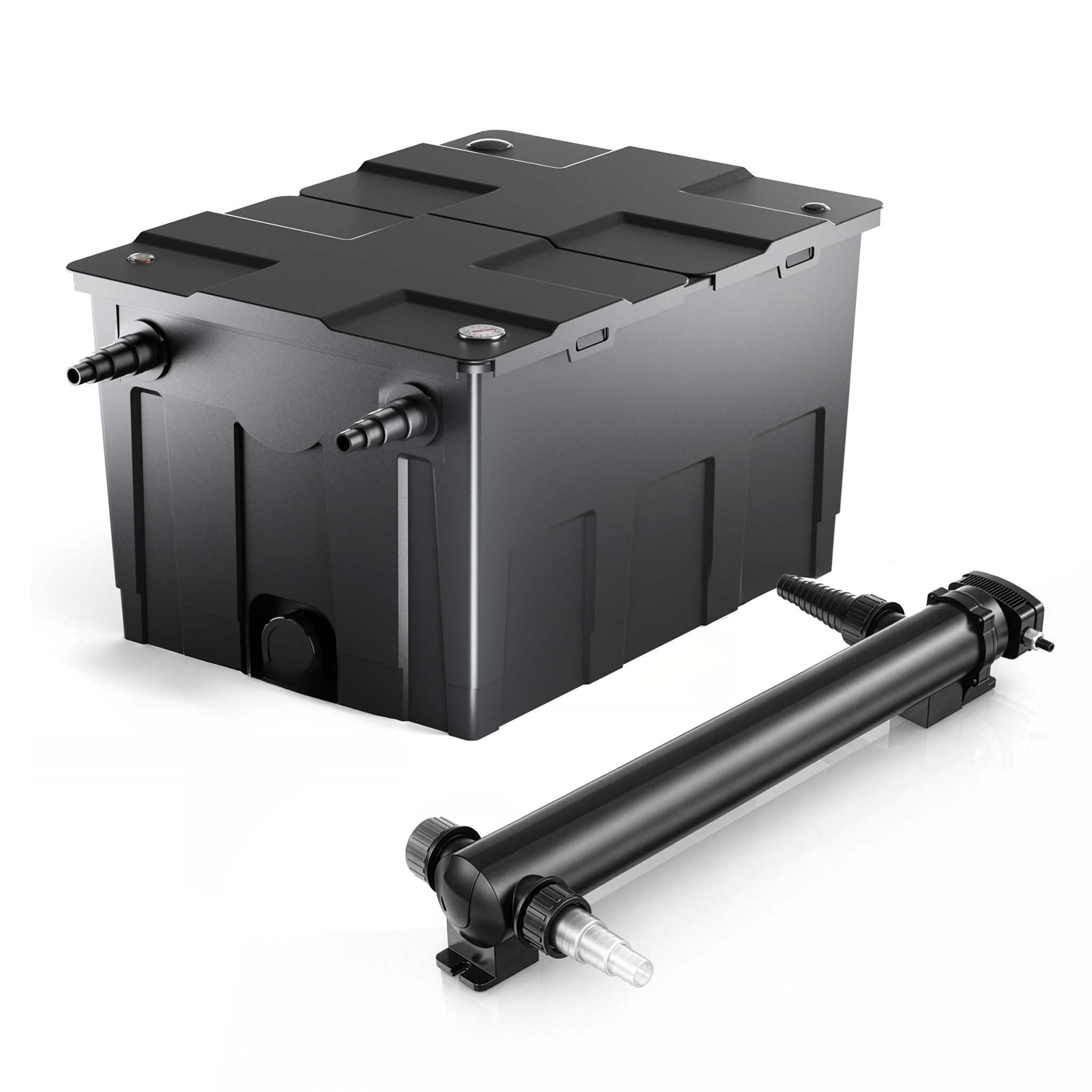 SunSun Komplettset: CBF-550 Teichfilter bis 60000 L Teichfilteranlage als Durchlauffilter, CUV-324 Teichklärer UVC Klärer mit 24 Watt UV-C Leistung