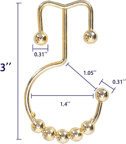 Miniatura 3 de Ganchos de cortina de ducha para baño, 12 piezas de acero inoxidable de metal resistente a la oxidación balanceo doble ganchos deslizantes anillos