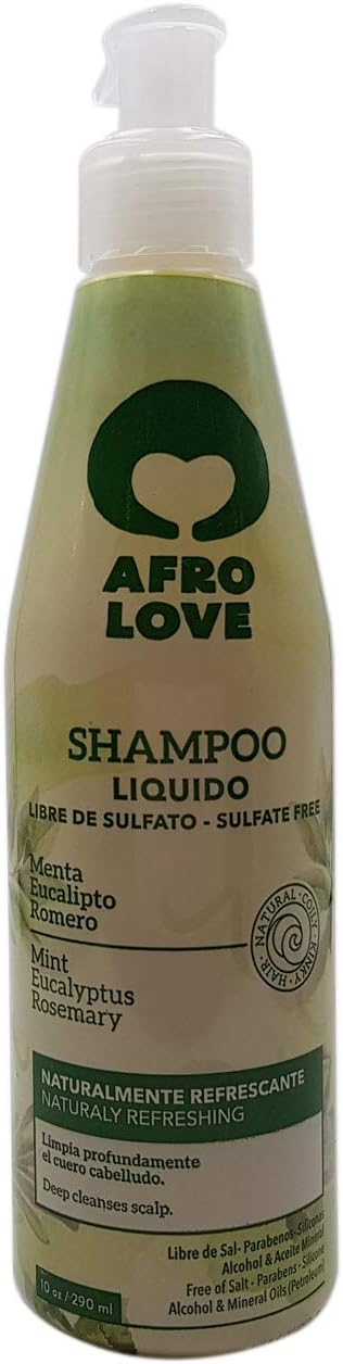 Afro Love Shampoo 16oz – Sulfate-Free, Moisturizing & Curl-Defining Shampoo for Natural, Curly, and Coily Hair – Hydrating Formula with Coconut & Aloe Vera – Gentle Cleanser for Dry & Damaged Hair