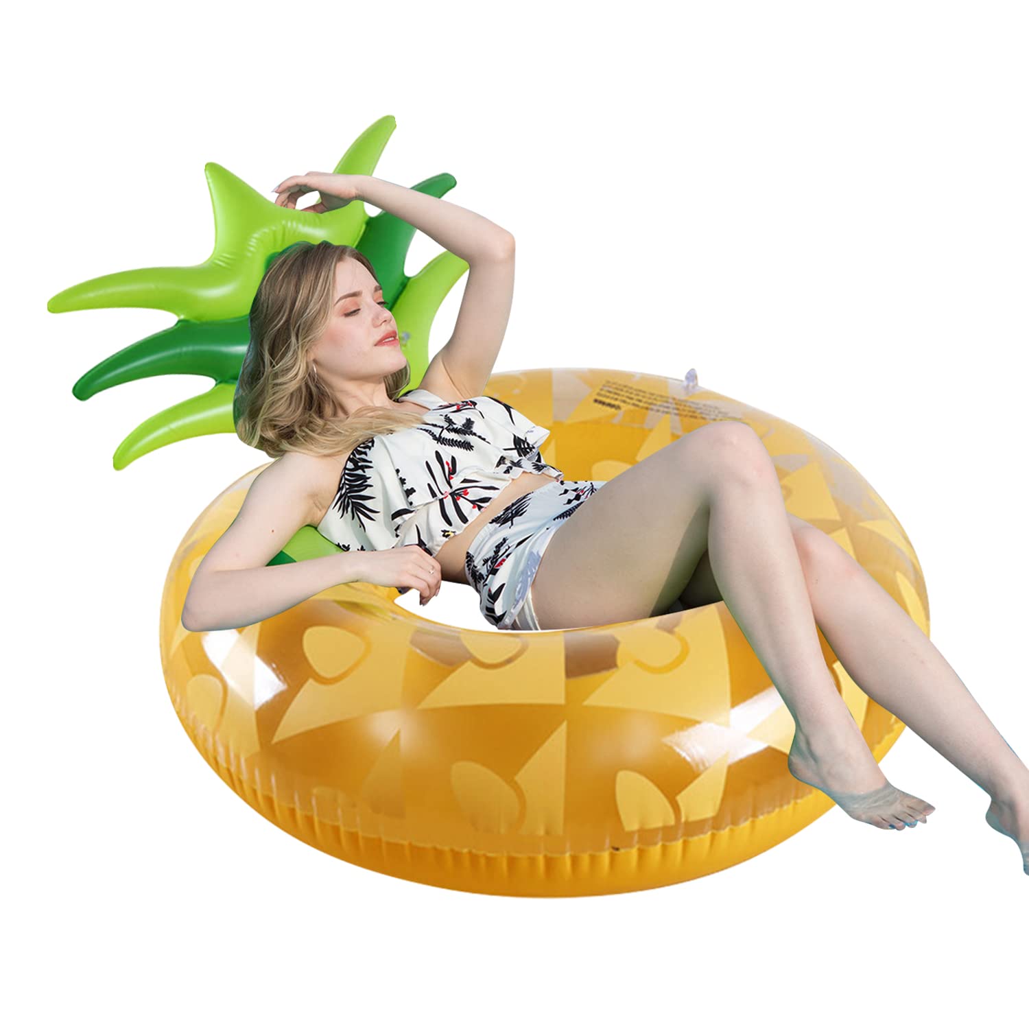 SOWOW Giant Inflatable Swimming Ring Toy Pineapple Pool Float Cute Summer Beach Party Pool Lifebuoy or Beach Toy Outdoor Floaties Lounge Raft Swim Pool for Adult and Kid