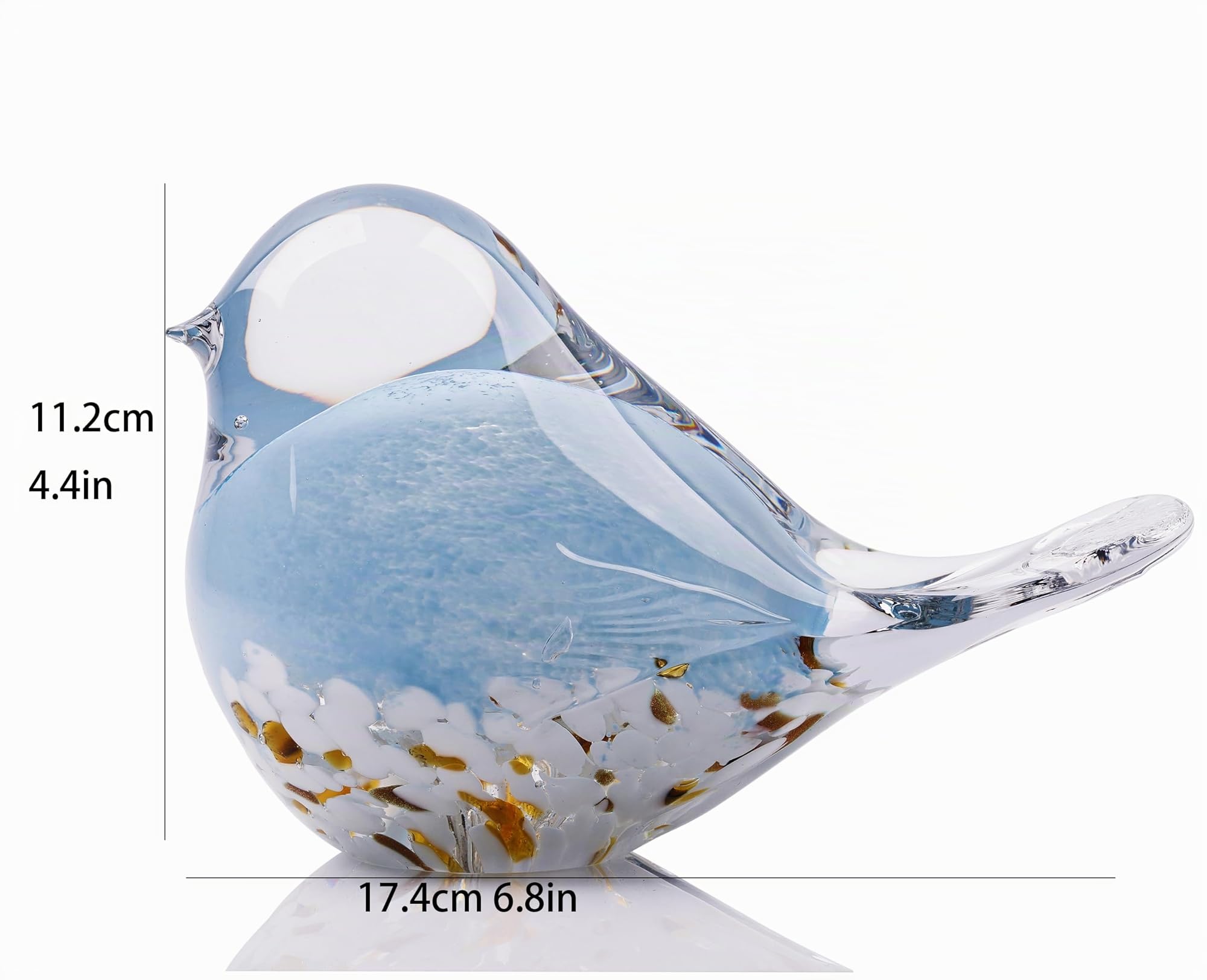 Statue d'oiseau en verre soufflé à la main Presse-papier Décoration d'intérieur (bleu)