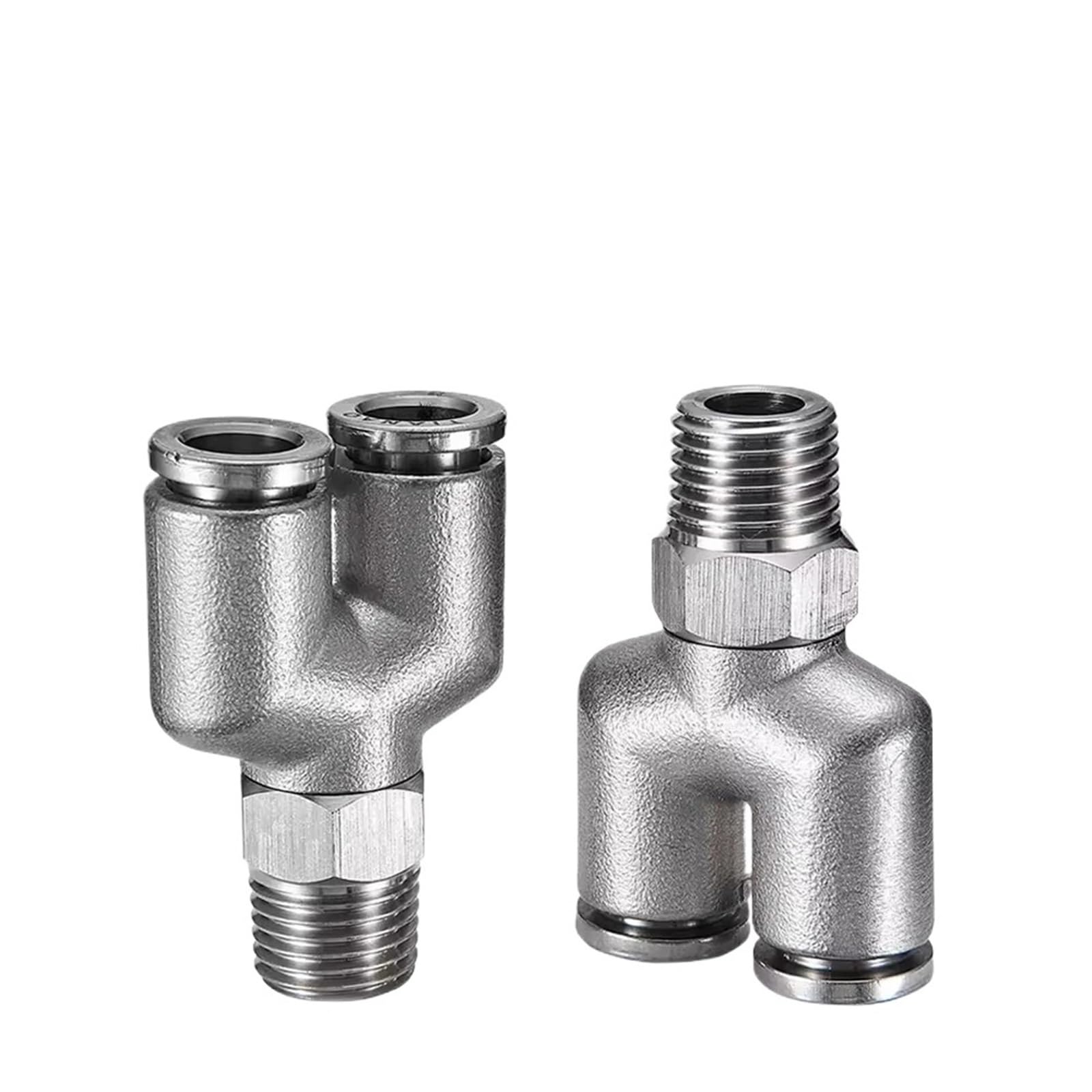 Connettore rapido pneumatico in acciaio inossidabile 304 a forma di Y tubo dell'aria in PU 6 8 10 12mm filettatura esterna 1/8 1/4 3/8 1/2 PX8-02 6-01 03 (PX8-02)