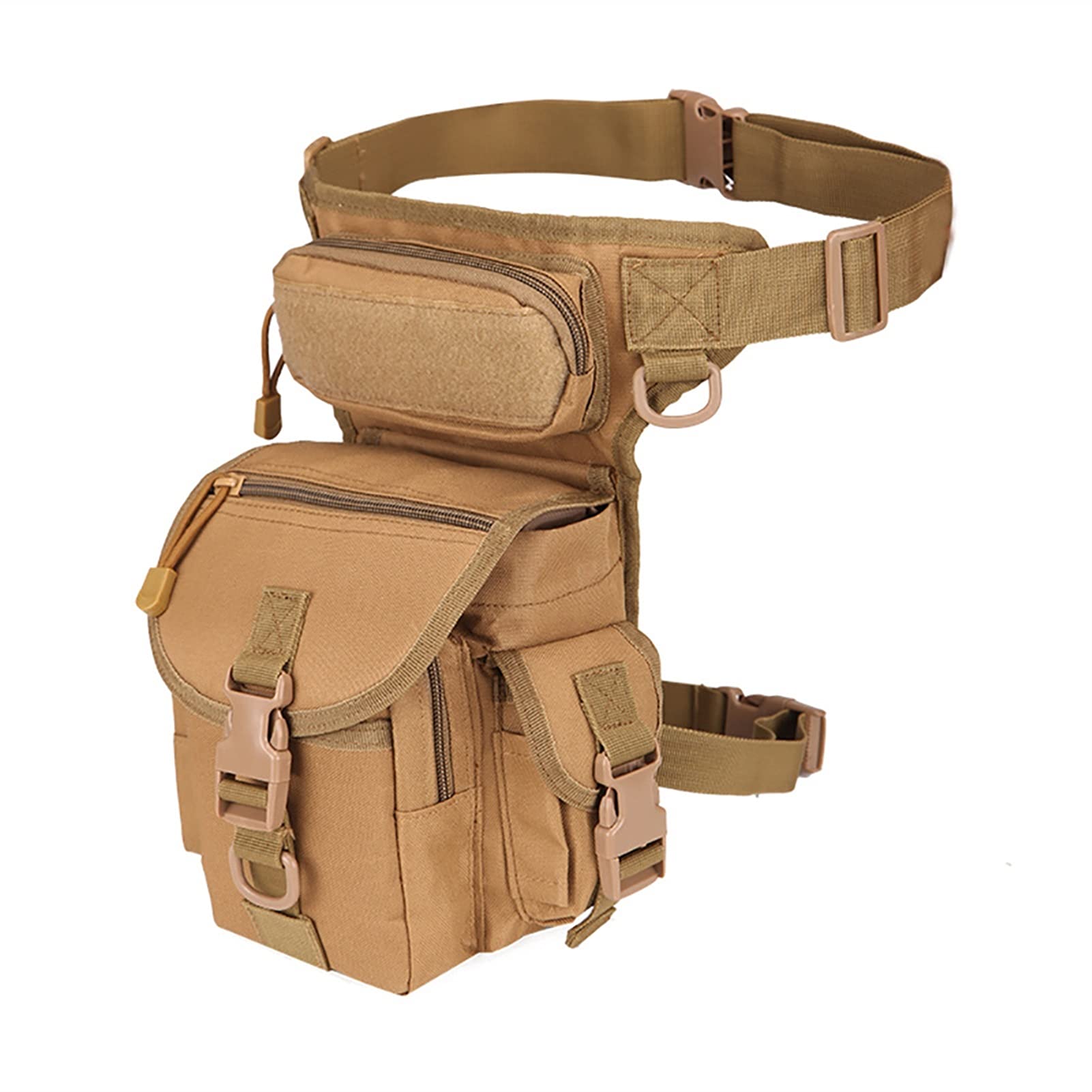 Bolsa Pierna Moto, Pernera Moto Bolsa de Pierna Nailon Impermeable for Hombre, Correas for el Muslo, Panel Cadera, Bolsa cinturón utilitaria(Soil Color)