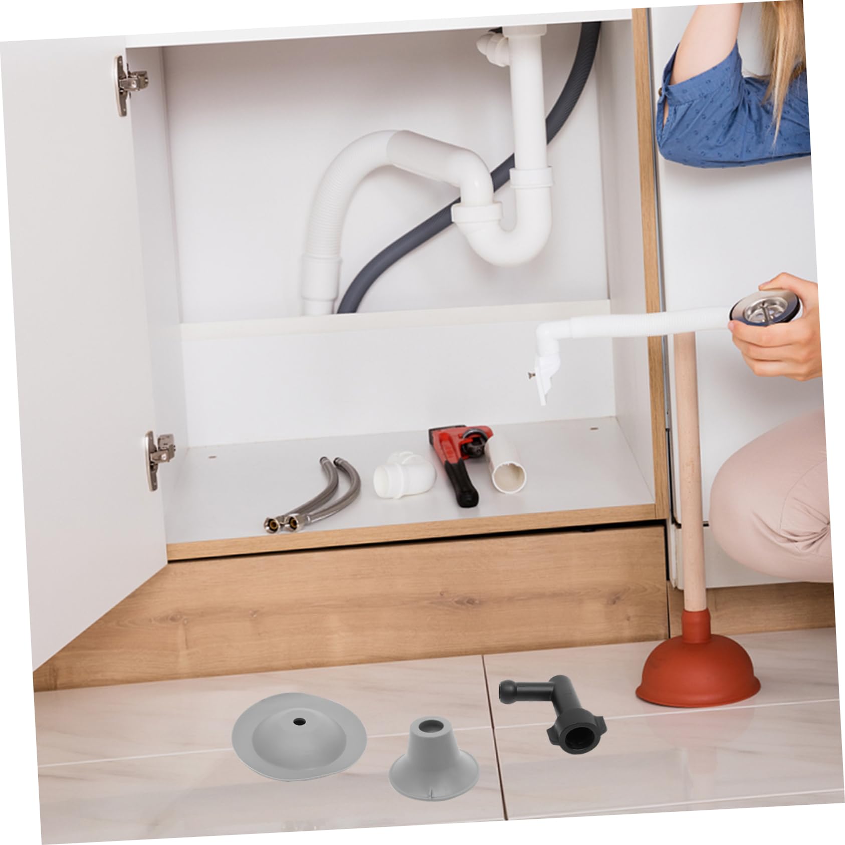 Déboucheur de Toilettes Flexible Blanc en Plastique à Tête Spiralée