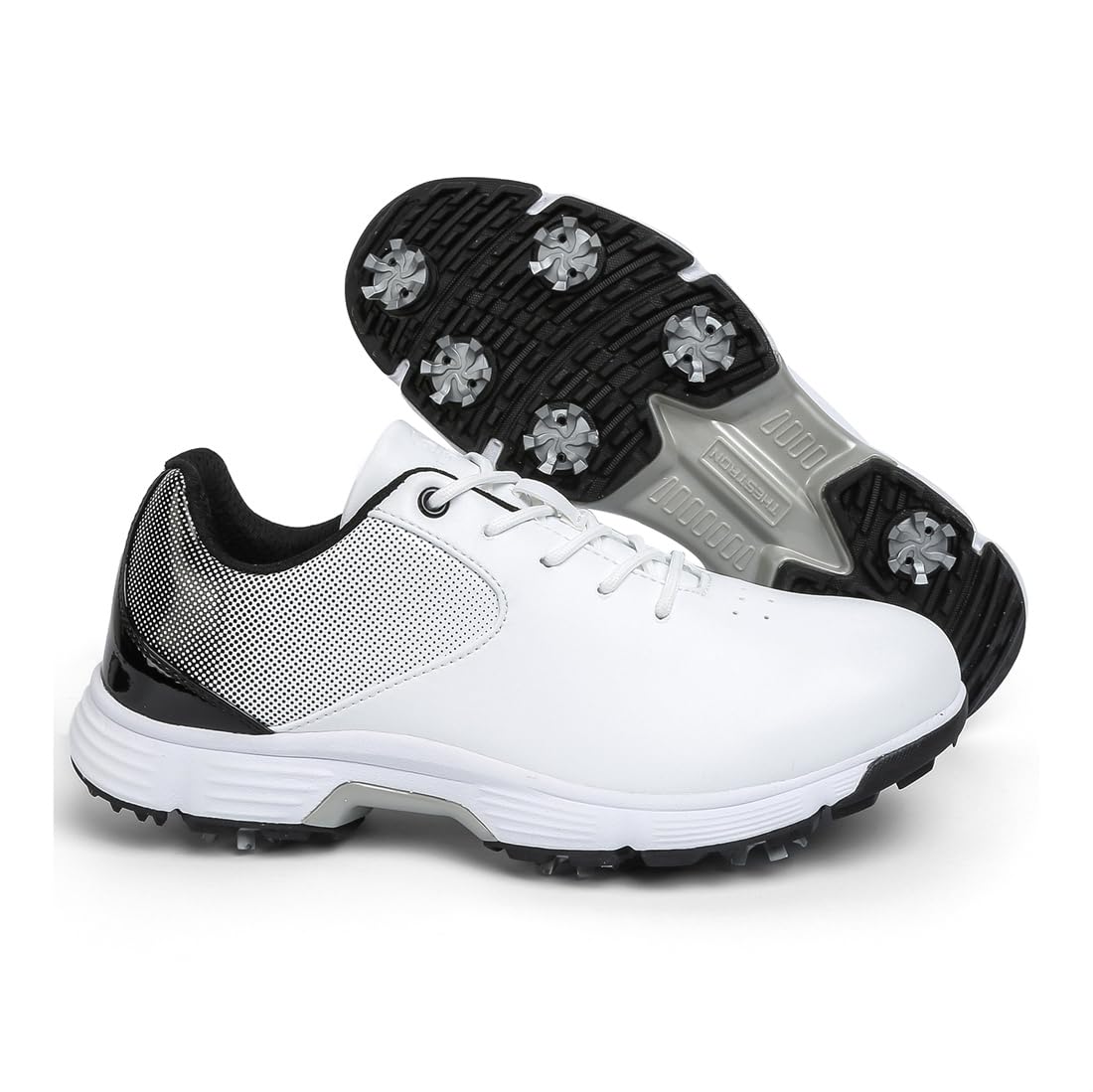 VEACAM Mens Golf Shoes Spiked Athletic Walking Fitness Shoes Fashion Waterproof Golfers Sneakers Sport Gym Shoes with 7 Spikes,Grey,13