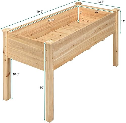 Miniatura 6 de Hysache - Cama de jardín elevada, maceta de madera elevada con agujeros de drenaje, marco de madera de cedro natural para exteriores, cama de jardín